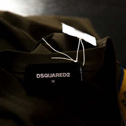 Pre Owned Dsquared2 Olive Green Cotton Applique Detail T-shirt M