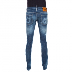 Pre Owned Dsquared2 Blue Distressed Denim Stitch Detail Slim Jeans S