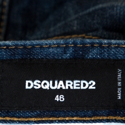 Pre Owned Dsquared2 Blue Distressed Denim Stitch Detail Slim Jeans S