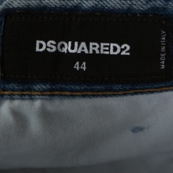Pre Owned Dsquared2 Blue Distressed Denim Tartan Patched Cool Guy Jeans XS
