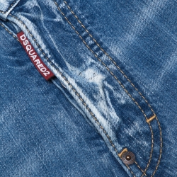 Pre Owned Dsquared2 Blue Distressed Denim Tartan Patched Cool Guy Jeans XS