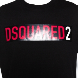 Pre Owned Dsquared2 Black Logo Print Cotton Jersey Crew Neck T-Shirt XL
