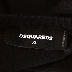 Pre Owned Dsquared2 Black Logo Print Cotton Jersey Crew Neck T-Shirt XL