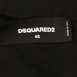 Pre Owned Dsquared2 Black Cotton Zipper Front Logo Print Windbreaker Shirt M