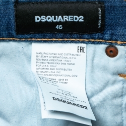 Pre Owned Dsquared2 Blue Distressed Patched Denim Shorts S Waist 31"