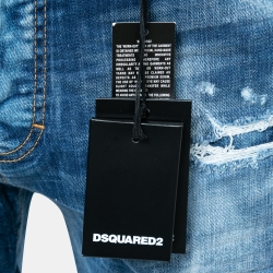 Pre Owned Dsquared2 Blue Distressed Patched Denim Shorts S Waist 31"