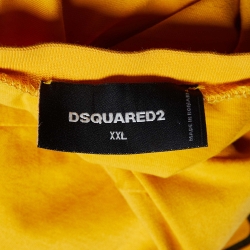 Pre Owned Dsquared2 Orange Logo Print Cotton Crew Neck T-Shirt XXL