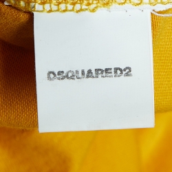 Pre Owned Dsquared2 Orange Logo Print Cotton Crew Neck T-Shirt XXL