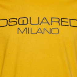 Pre Owned Dsquared2 Orange Logo Print Cotton Crew Neck T-Shirt XXL
