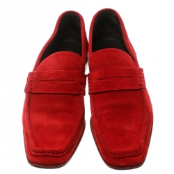 DSquared2 Red Suede Slip On Loafers Size 44