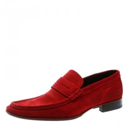 DSquared2 Red Suede Slip On Loafers Size 44