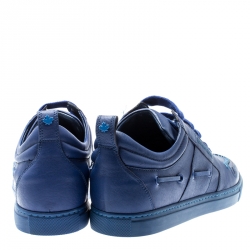 Dsquared2 Blue Leather Whipstitch Detail Sneakers Size 42