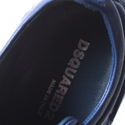 Dsquared2 Blue Leather Whipstitch Detail Sneakers Size 42