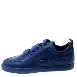 Dsquared2 Blue Leather Whipstitch Detail Sneakers Size 42