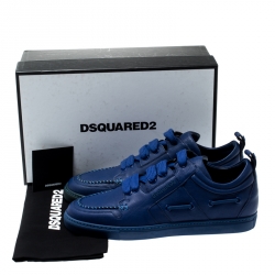 Dsquared2 Blue Leather Whipstitch Detail Sneakers Size 42