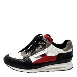 Dsquared2 Multicolor Embossed Python And Lizard Leather Low Top Sneakers Size 43