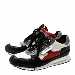 Dsquared2 Multicolor Embossed Python And Lizard Leather Low Top Sneakers Size 43