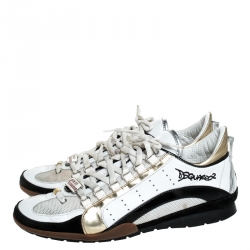 Dsquared2 Multicolor Leather, Mesh And Suede Kick It Logo 551 Sneakers Size 44