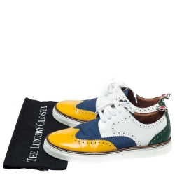 Dsquared2 Multicolor Canvas And Brogue Leather Lace Up Sneakers Size 41