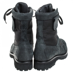 Dsquared2 Black Leather And Suede Lace Up And Zipper Ankle Boots Size 43