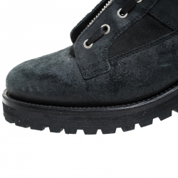 Dsquared2 Black Leather And Suede Lace Up And Zipper Ankle Boots Size 43