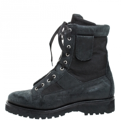 Dsquared2 Black Leather And Suede Lace Up And Zipper Ankle Boots Size 43