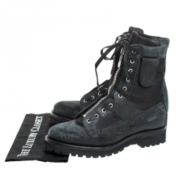 Dsquared2 Black Leather And Suede Lace Up And Zipper Ankle Boots Size 43