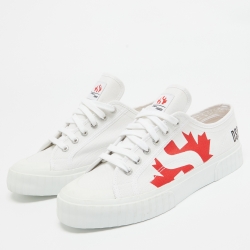Dsquared White Canvas Printed Low Top Sneakers Size 42