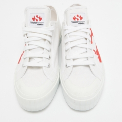 Dsquared White Canvas Printed Low Top Sneakers Size 42