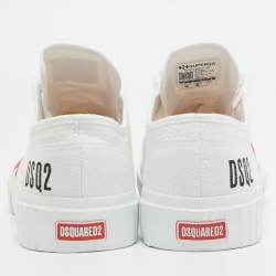 Dsquared White Canvas Printed Low Top Sneakers Size 42