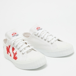 Dsquared White Canvas Printed Low Top Sneakers Size 42