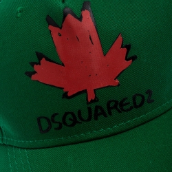 DSquared2 Green Maple Print Distressed Baseball Cap