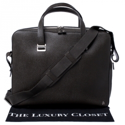 Dunhill Olive Green Leather Cadogan Single Document Briefcase