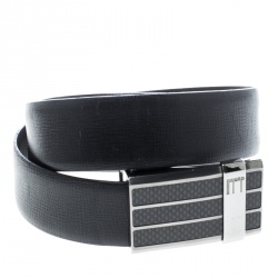Pre Owned Dunhill Black Leather Reversible Buckle Belt 107cm