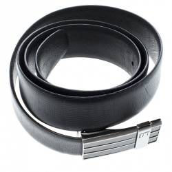 Pre Owned Dunhill Black Leather Reversible Buckle Belt 107cm