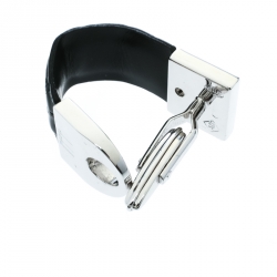 Pre Owned Dunhill Black Leather & Silver Wrap Around Cufflinks 