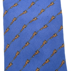 Dunhill Blue Clasp Printed Silk Traditional Tie