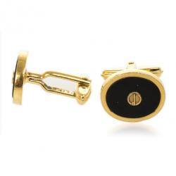 Pre Owned Dunhill Black Onyx Oval Gold Plated Cufflinks