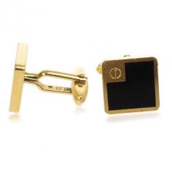 Dunhill Black Lacquerd Square Gold Plated Cufflinks
