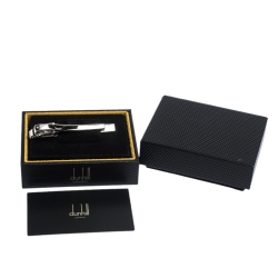 Pre Owned Dunhill Logo Platinum Finish Tie Bar Clip