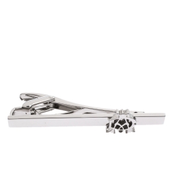 Pre Owned Dunhill Logo Platinum Finish Tie Bar Clip