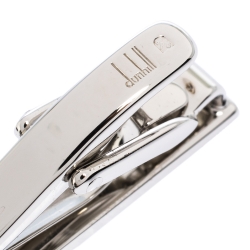 Pre Owned Dunhill Logo Platinum Finish Tie Bar Clip