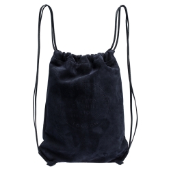 Dunhill Midnight Blue Suede Chiltern Drawstring Backpack