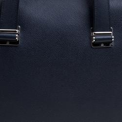 Dunhill Dark Blue/Burgundy Leather Cadogan Single Document Briefcase