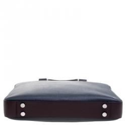Dunhill Dark Blue/Burgundy Leather Cadogan Single Document Briefcase