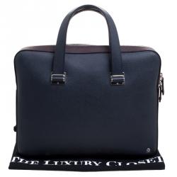 Dunhill Dark Blue/Burgundy Leather Cadogan Single Document Briefcase