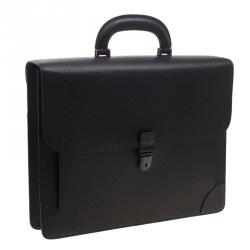 Dunhill Black Textured Leather Bourdon Briefcase