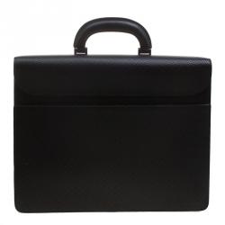 Dunhill Black Textured Leather Bourdon Briefcase