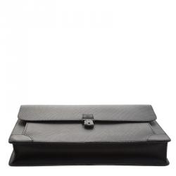 Dunhill Black Textured Leather Bourdon Briefcase