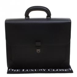 Dunhill Black Textured Leather Bourdon Briefcase